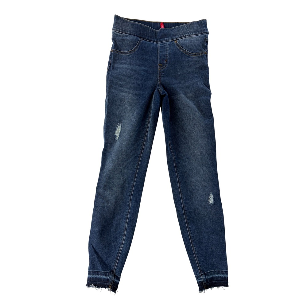 Spanx Jeans Women XS Petite Ankle Skinny Jean Distressed Released Hem Blue